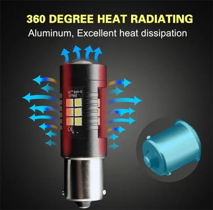 2PCS 1156 BA15S P21W LED BAU15S PY21W BAY15D Bulb 1157 P21/5W R5W 21pcs 3030SMD Auto Lamp Bulbs Car Light 12V - 24V |