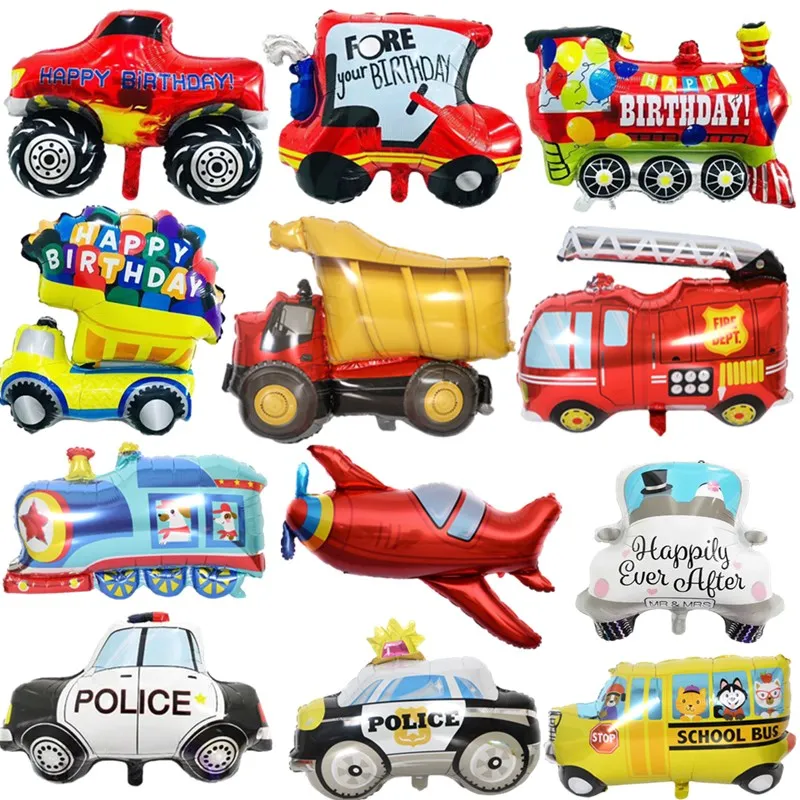 Foil Balloon Ambulance Car-Train Fire-Truck Globos Gifts Birthday-Party-Decorations Kids