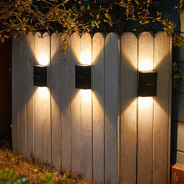 Solar Fence Lights Warm White Led Garden Lights Waterproof Solar Wall