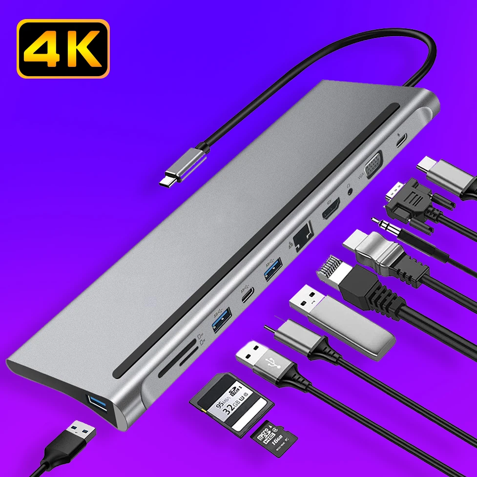Док-станция для ноутбука USB C Type-C адаптер HDMI 4K Thunderbolt 3 1 0 Для MacBook Pro Air M1 док-станция