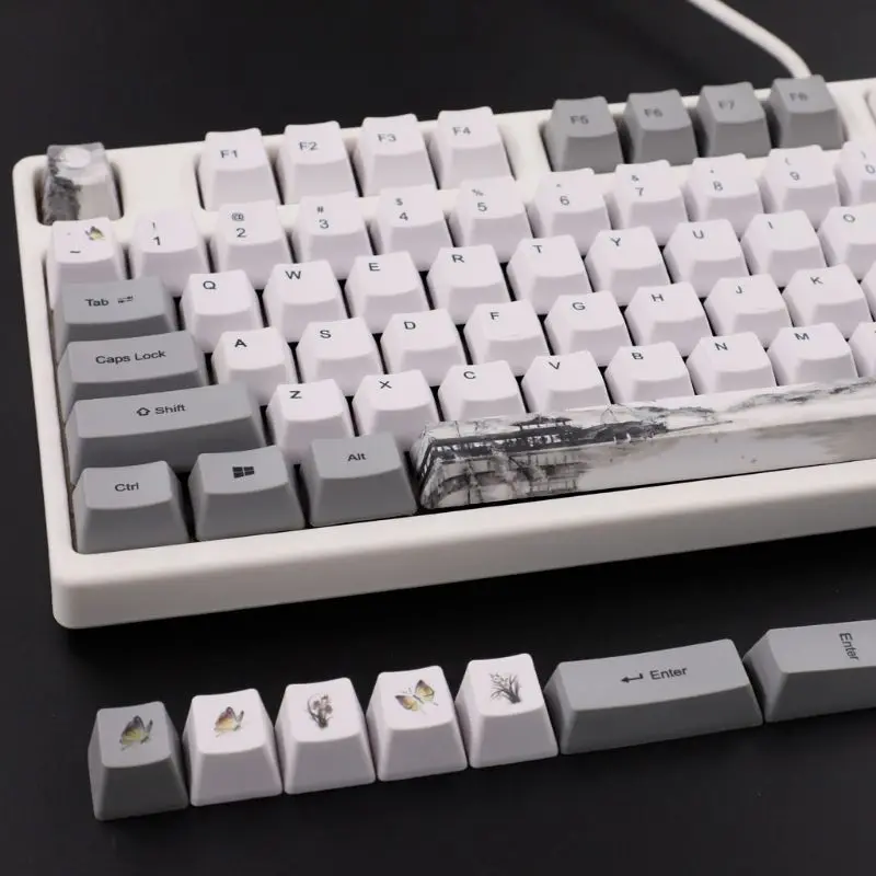 113 Key Ink Landscape Keycap OEM PBT ANIS Layout Keycaps Full Set Mechanical Keyboard Keycaps PBT Dye-Sublimation Keycap 113 Key Ink Landscape Keycap OEM PBT ANIS Layout Keycaps Full Set Mechanical Keyboard Keycaps PBT Dye-Sublimation Keycap