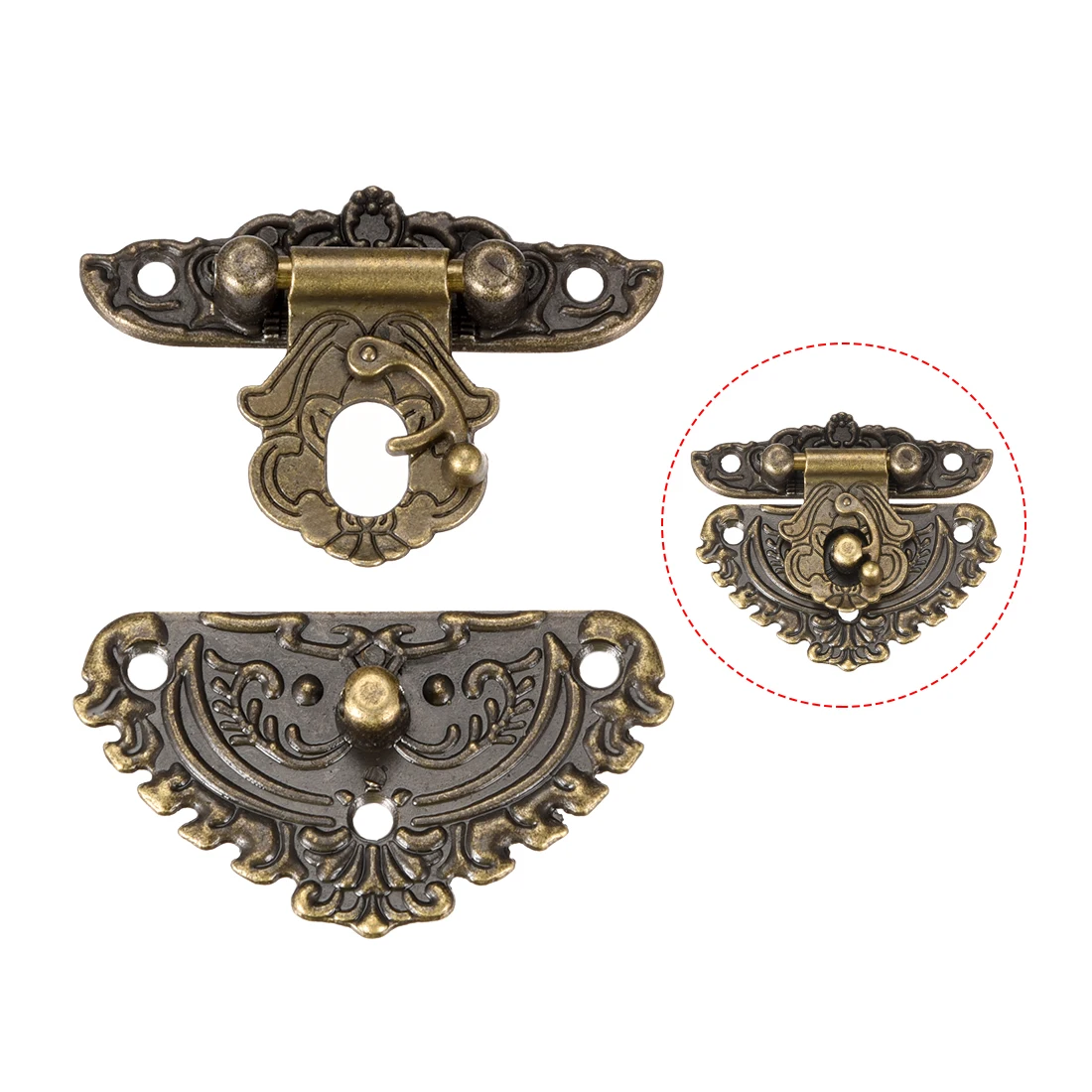 uxcell 4 Sets Wood Case Chest Box Rectangle Clasp Closure Hasp Latches Bronze Tone 55 x 48mm