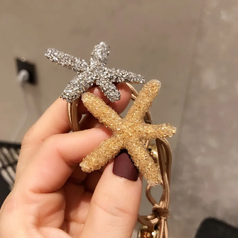 

Sweet Fashion Scrunchies Starfish Elastic Hair Bands For Women Girls Crystal Rubber Band Hair Ring Hair Ties Hair Accessories