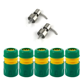

5Pcs 34mm 1/2 Inch Hose Pipe Fitting Set Quick Yellow with 2PCS Liquid Soap Dispenser Soap Dispenser Pump