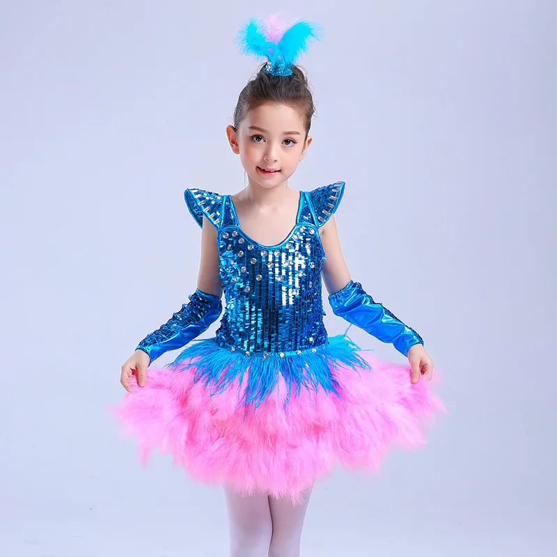 2018 New Ballet Dress For Kids Children Jazz Performance Dresses Tutu Sequins Modern Dancing Costumes Skating Dresses For Girls (2)