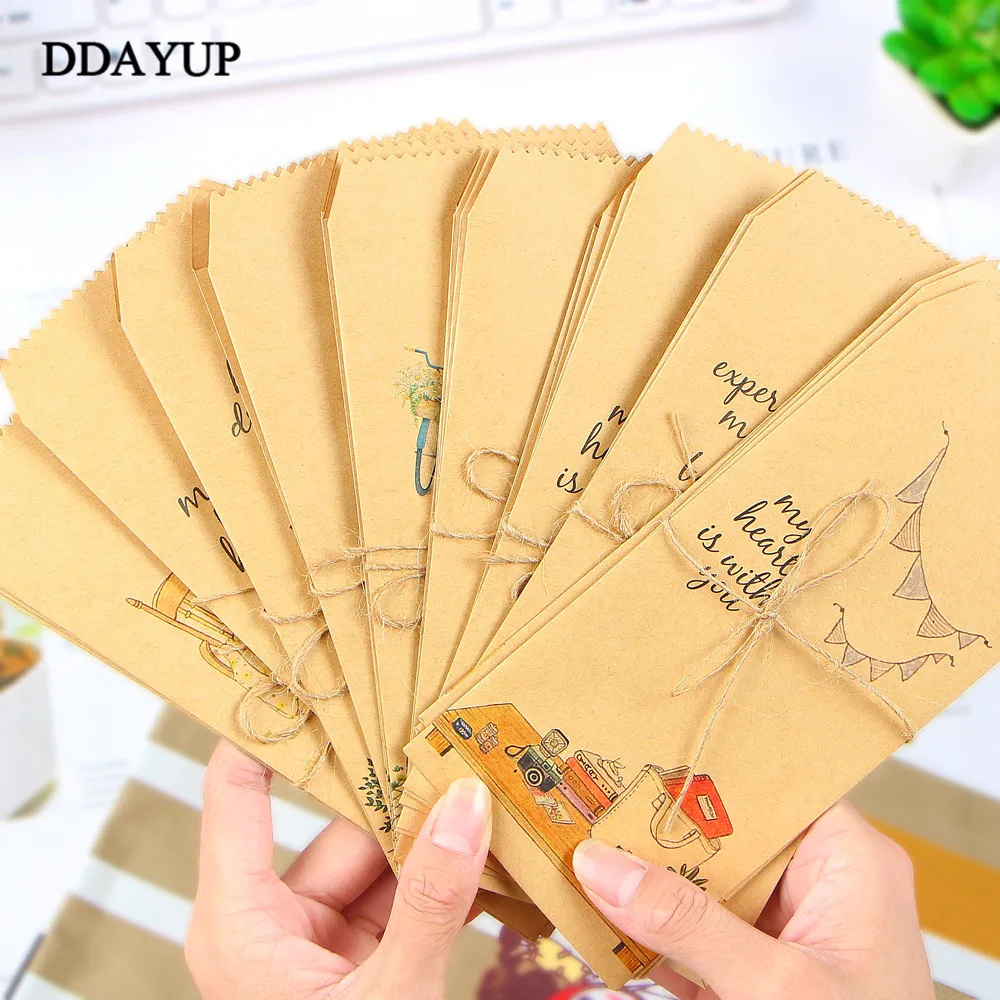 

10Pcs/lot Kraft Paper Envelope Cute Cartoon Child Daily Left Wedding Invitation Gift Envelopes Letter Stationery