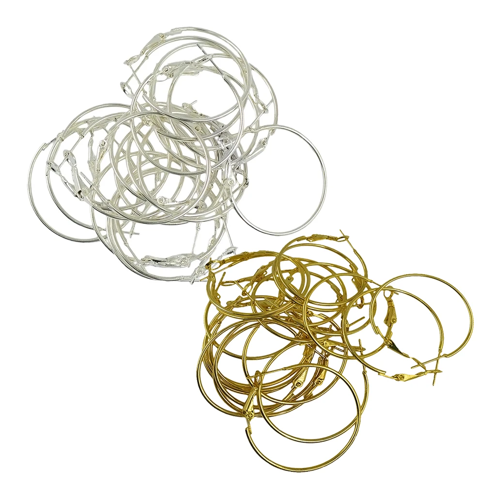 40 Pieces Fashion Women Copper Round Big Large Hoop Huggie Loop Earrings