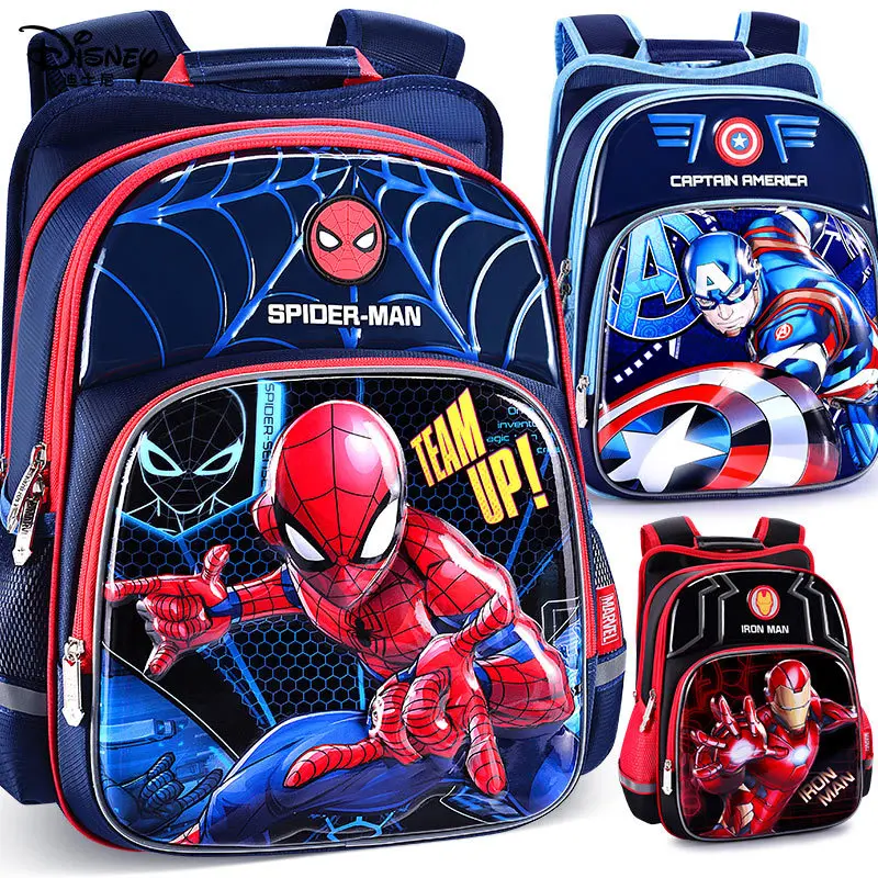 

Disney 2020 Children Backpack Boys School Bag 3-12 Age Spider-Man Iron Man Waterproof Reflective Strip 3D Pattern Birthday Gift