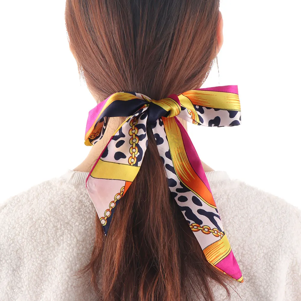 Корейские повязки на голову для девочки шелковый шарф повязка на голову для женщин элегантная сумка с шарфом ручка лента на шею шарф резинки для волос аксессуары для волос