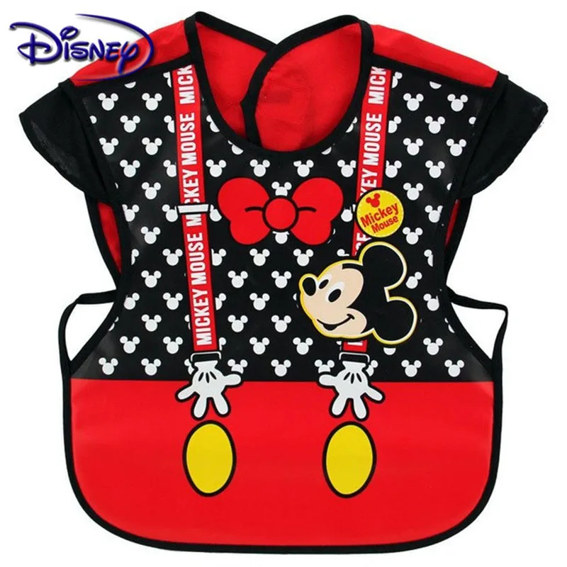

Disney Baby Boy Bibs Waterproof Short Sleeve Mickey Minnie Girl Bibs Kids Burp Cloth Feeding Bib with Pocket Child Apron Smock