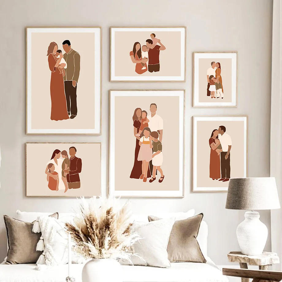 Father Mother Baby Girl Boy Family Minimalist Wall Art Canvas Painting Nordic Posters And Prints Wall Pictures Kids Room Decor Painting Calligraphy Aliexpress