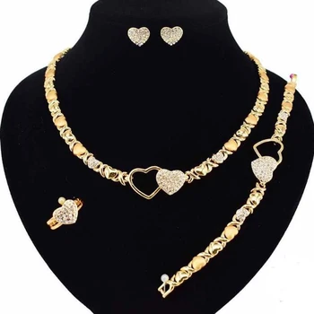 

New style necklace, bracelet, earrings, ring, four-piece set, brass 18K gold plated Christmas gifts, free shipping