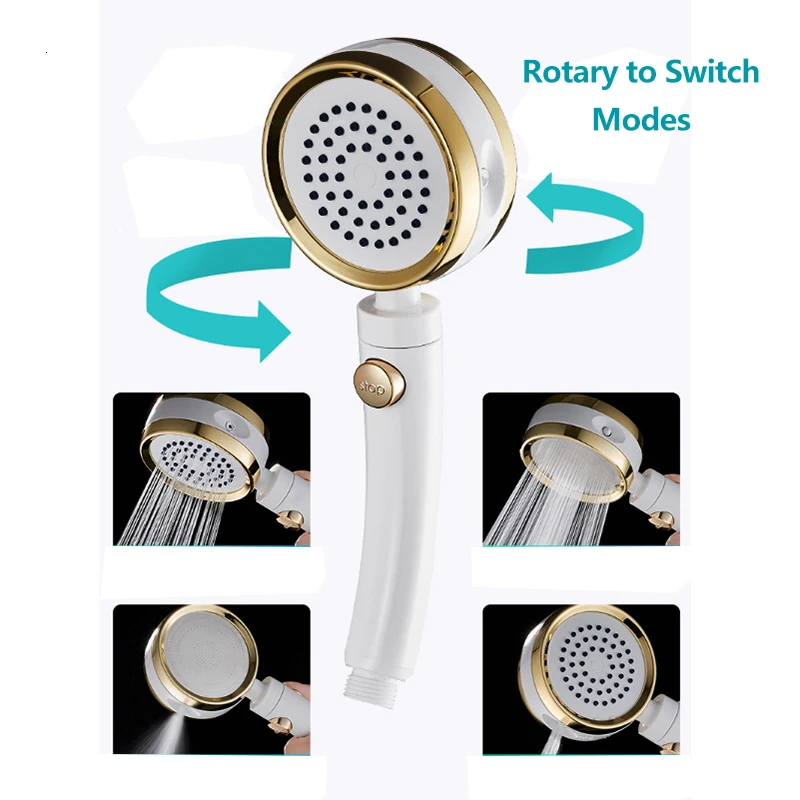 ZhangJi 4 функции душевая головка вращающийся переключатель режимов с кнопкой остановки с функцией экономии воды под высоким давлением душевая ручка Силиконовое отверстие