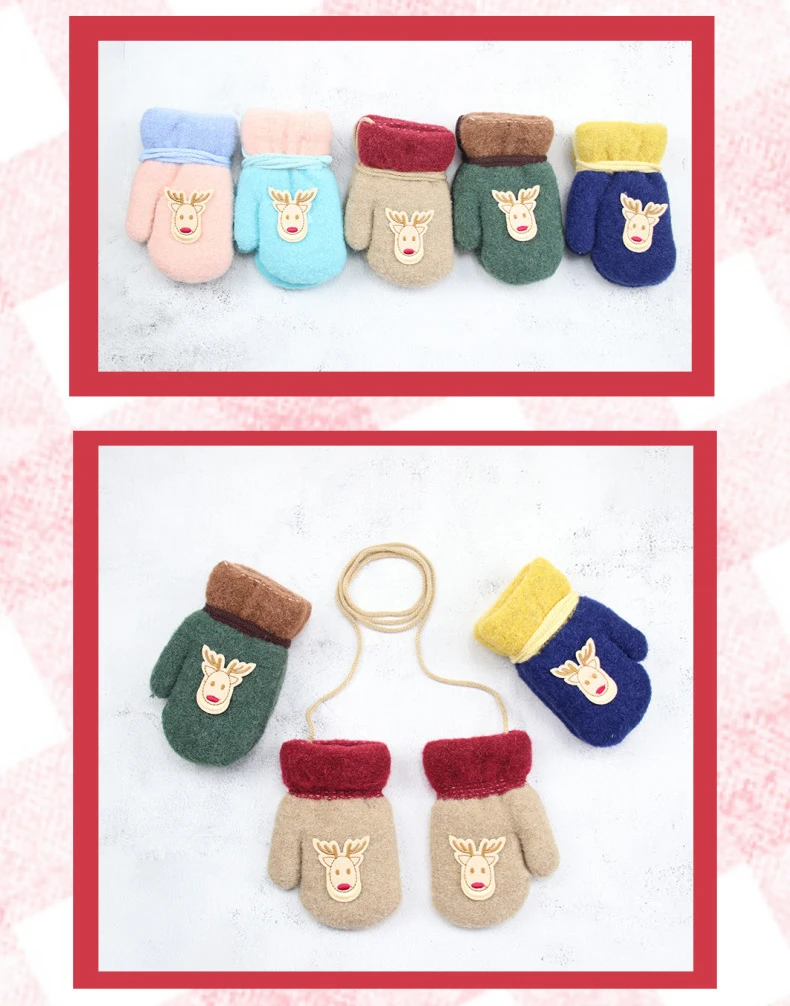 Детские перчатки для детей возрастом от 2 до 6 лет зимние вязаные перчатки для мальчиков и девочек, варежки, толстые теплые рождественские варежки с оленем, детские перчатки