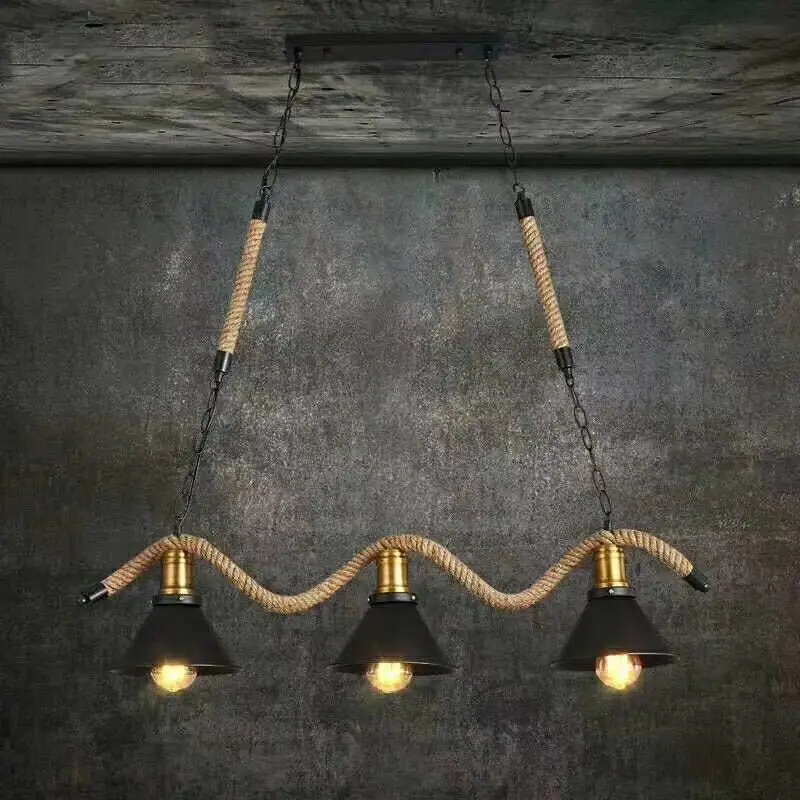 Creative Vintage iron Rope Pendant Lights American Industrial wind Loft bar Living Room decoration chandelier YHJ020417 | Лампы и