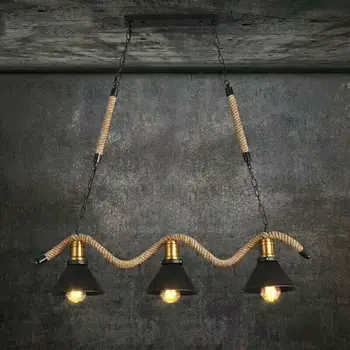 

Creative Vintage iron Rope Pendant Lights American Industrial wind Loft bar Living Room decoration chandelier YHJ020417