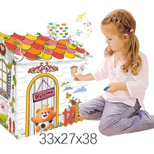 Релиз DIY окрашенный складной любимый детский картонный домик игрушка подарок для рождественской вечеринки игра активности