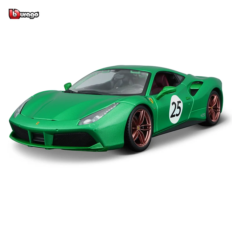 

Bburago 1:18 Феррари 488 10th юбилей зеленая брелок для автомобильных ключей, имитационная модель автомобиля украшения коллекция игрушка в подарок