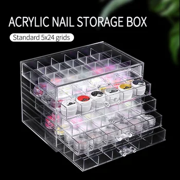 

Nail Art Storage Case Rhinestones Gems Accessories Transparent 120 grids acrylic nail storage box