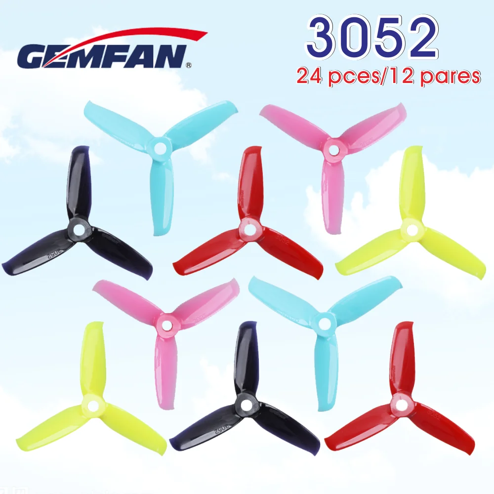 

24 шт./12 пар Gemfan Flash 3052 шт. 3-лопастный пропеллер 5 мм монтажное отверстие для 1306-1806 мотор RC Дрон FPV Racing