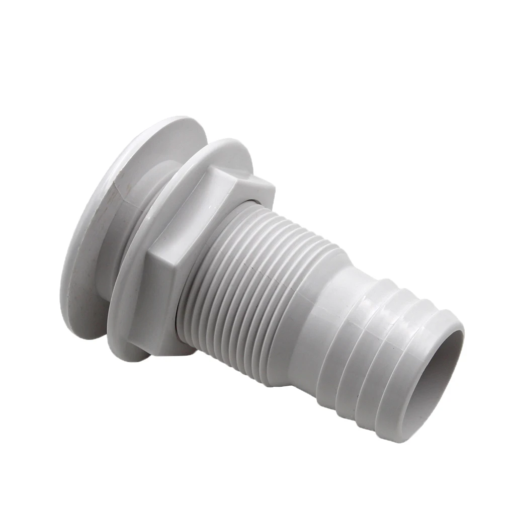 Boat White Marine Nylon Plastic Thru Hull Fitting Connector / Drain - Oxidation Resistance