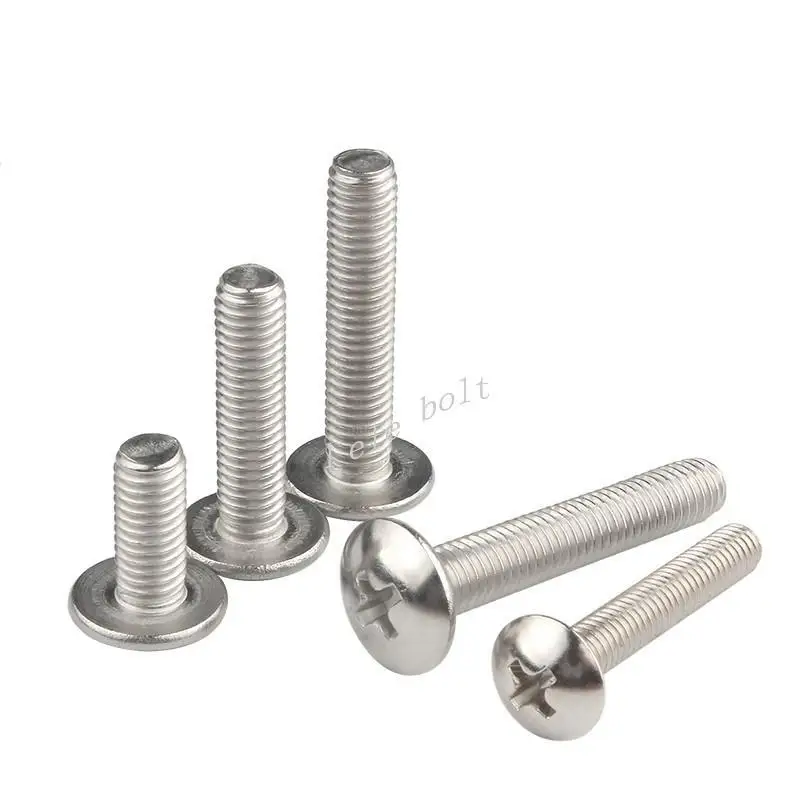 

5/10/20/50PCS M5 M6 304 Stainless Steel Phillips Braguero Flat Head Large Round Cross Bolt L=6-80mm