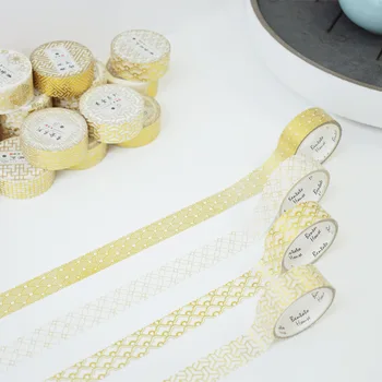 

NEW Decorative Geometry Gold Foil Washi Tape Set for Lipstick Decoration Scrapbooking Stickers Masking Tape Kawaii Papeleria