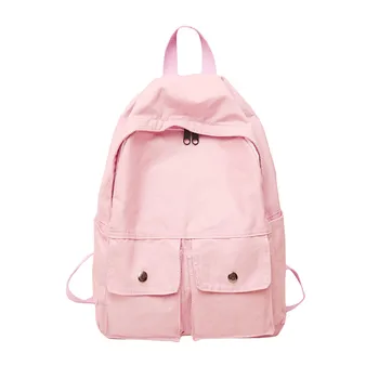 

Fashion Women Canvas Solid Color Capacity Student Backpack Travel Couple Bag School Ladies Female Small Multi-Function Kids