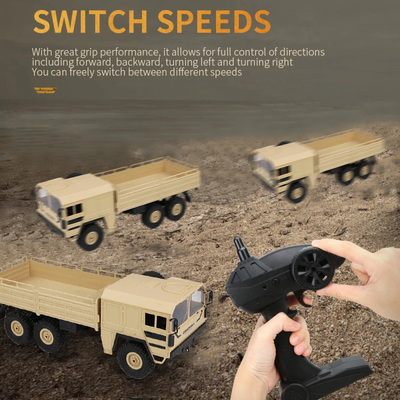 Children Chrismass Gift Large Military Radio Control Truck 2.4G Loading 6WD 6 Wheel RC Army Truck Toys Rock Crawler Electric Toy