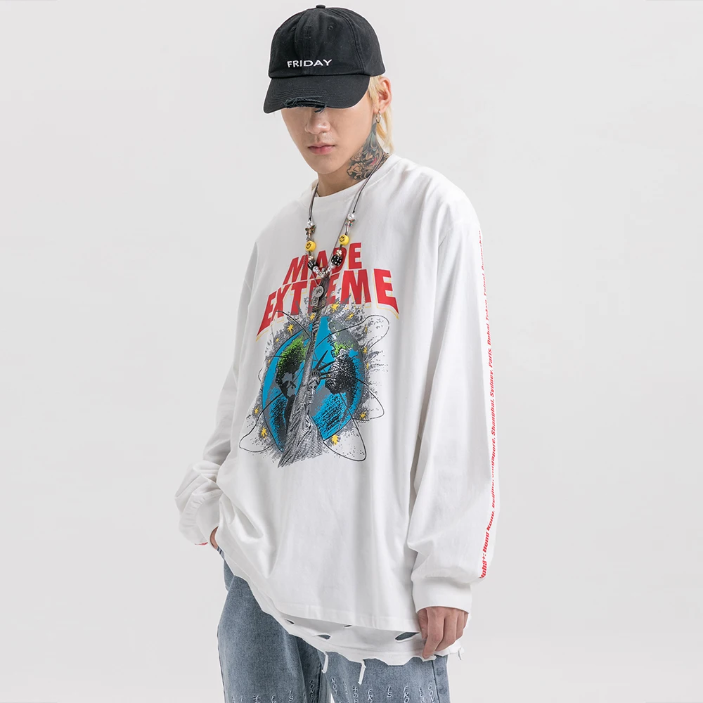 EFUNGAL Hip Hop T Shirt Men Cotton Casual Streetwear Autumn Winter T-shirt City Name Print Long Sleeve Fashion Tops Tees
