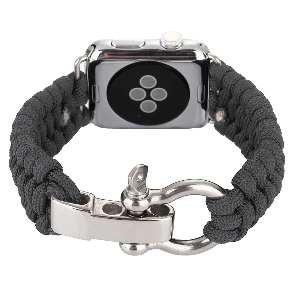 Открытый спортивный ремешок для наручных часов для Apple Iwatch 1 2 3 4 многофункциональная нейлоновая веревка для зонтика браслет Ремешки на запястье 38 мм 40 мм 42 мм 44 мм
