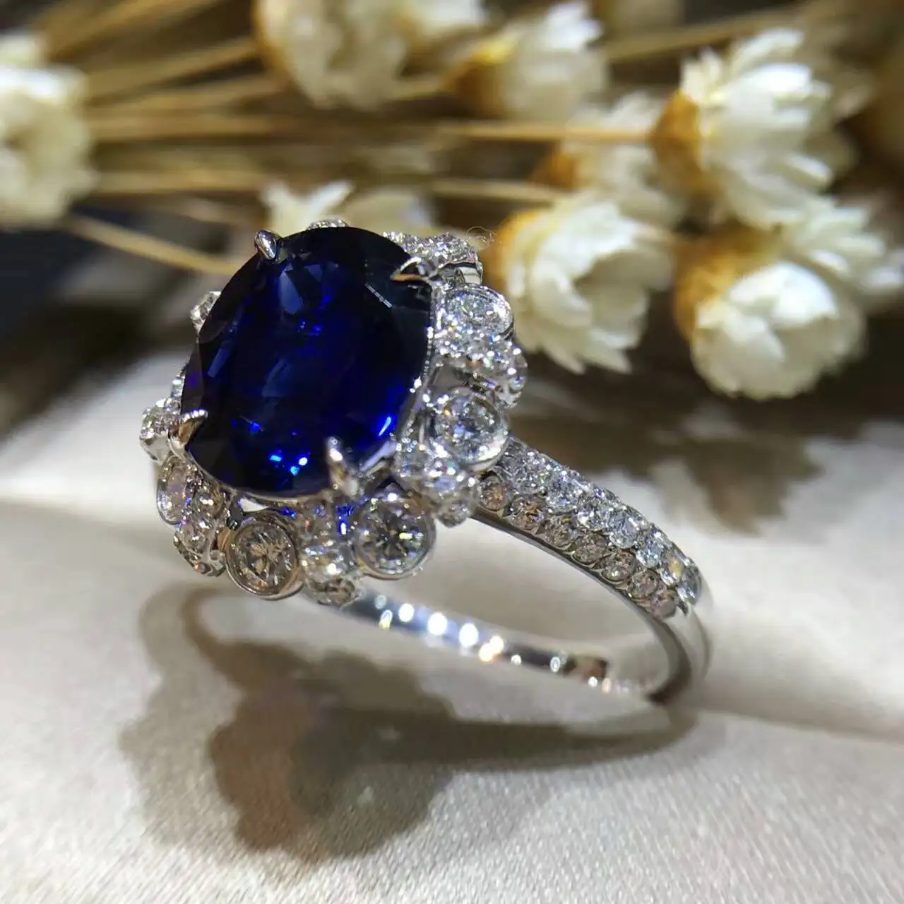 Принцесса Диана и Кейт Стиль кольцо с сапфиром 2.042ct+ 0.599ct 18K золото натуральный сапфир женское кольцо с алмазной установкой