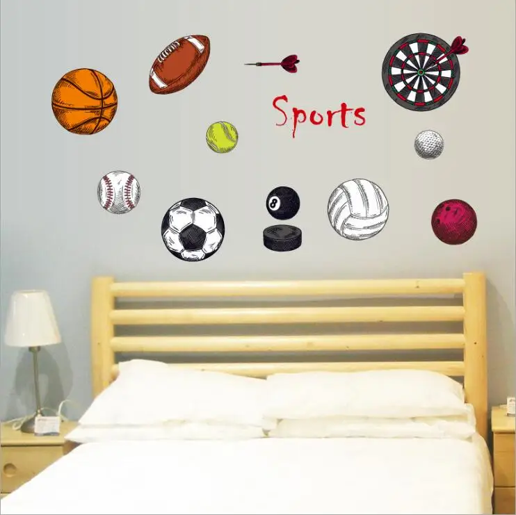 Calcomanias De Pared Deportes De Baloncesto Y Futbol De Dibujos