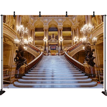 

Photography Backdrop Red Carpet Stairs Beauty and the Beast Party Decorations Opera Castle Light Palace Photo Background Studio