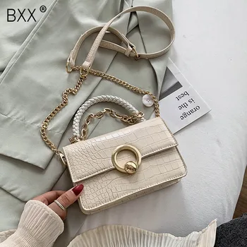 

[BXX] Crocodile Pattern PU Leather Shoulder Bags For Women 2020 Spring Lady Elegant Handbags Female Travel Crossbody Bag HM158