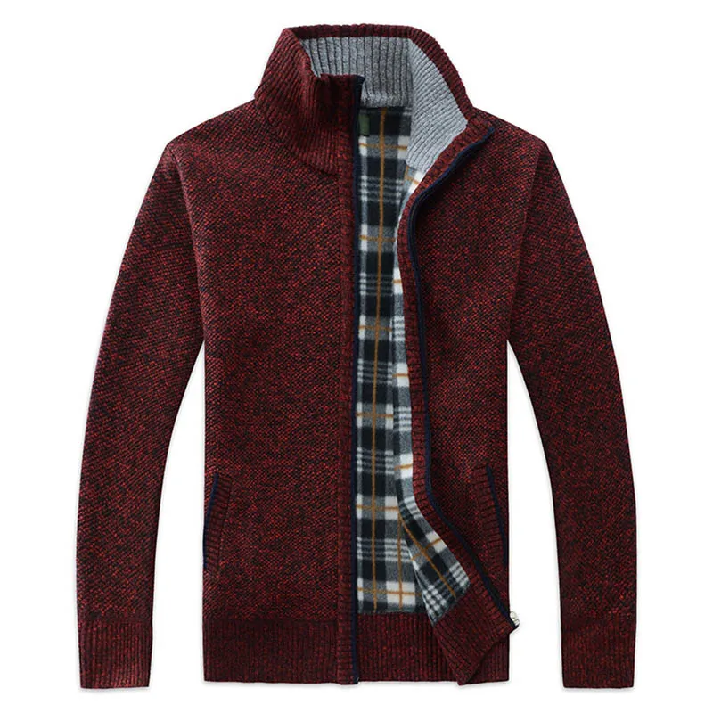 Men Winter Sweater Zipper Mens Cardigan Sweater High Collar Pockets Knit Men Sweater Coat 2019 Autumn Color Casual Sweaters Men