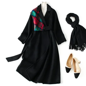 

High-end Boutique Double-sided Coat Female 2019 Winter New Suit Collar One Button Slim Wool Coat J10052