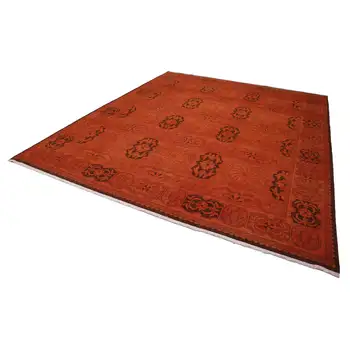 

280x356 Cm Orange Handmade Overdyed Large Area Rug-9x12 Ft