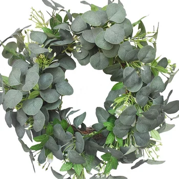 

Botique-Faux Eucalyptus Leaves Wreath 19.6 inch Artificial Wreath for Front Door Hanging Wall Window Wedding Party Decoration
