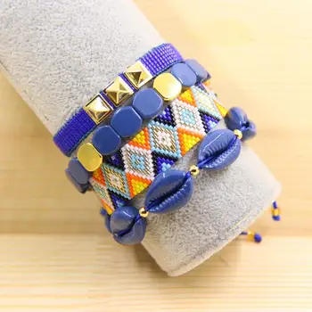 

Stacked beads bracelet set ,adjustable bracelets,Handmade Woven bracelet,Rainbow Tila Tile Stretch Bracelet ,Miyuki Bracelet .