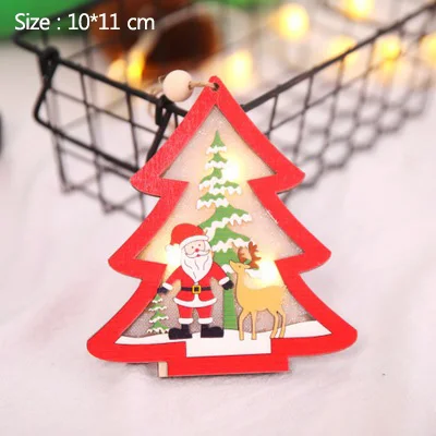 Tree Shape Теплый светильник в скандинавском стиле, ажурная деревянная рождественская подвеска, украшения для рождественской елки, Рождественское украшение для домашнего декора, подарок - Цвет: Tree Shape