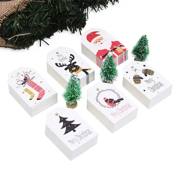 

50Pcs/lot DIY Kraft Tags Merry Christmas Labels Gift Wrapping Paper Hang Tags Santa Claus Paper Cards Christmas Party Supplies