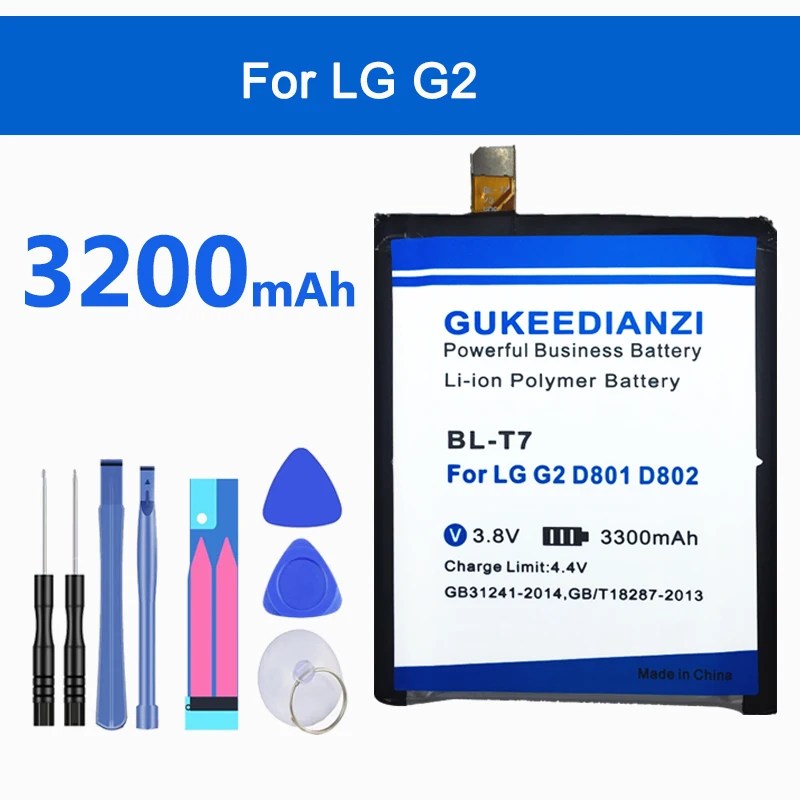 GUKEEDIANZI BL-T7 3300mAh Replacement Battery For LG Optimus G2 D802 D800 D801 VS980 LS980 D803 Lithium Polymer Bateria | Мобильные