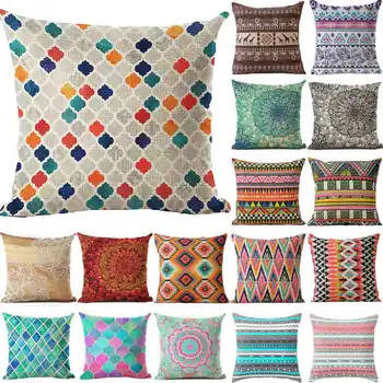 

HGLEGYW Bohemian Geometric Case Cushion Case Soft Room Gifts Single Sides Printing Cotton Linen Pillow
