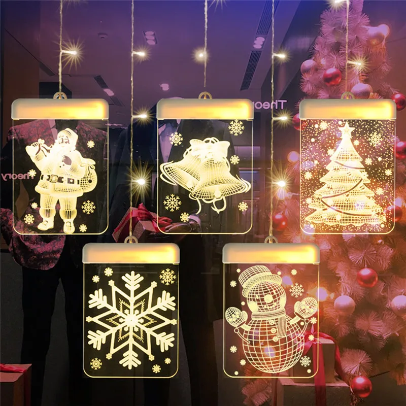 Elk Bell Snow светодиодный светильник светодиодный Рождественский Декор для дома подвесная гирлянда сказочная Рождественская елка Декор Орнамент Navidad светильник ing