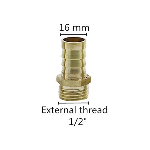 Strong wear Resistant Myouzhen-Brass Pipe Fitting 8mm 10mm 12mm 13mm 16mm OD Hose Barb x M14 M16 M20 Metric Male Thread Brass Pipe Fitting Color : M16x1.5 to 13mm 