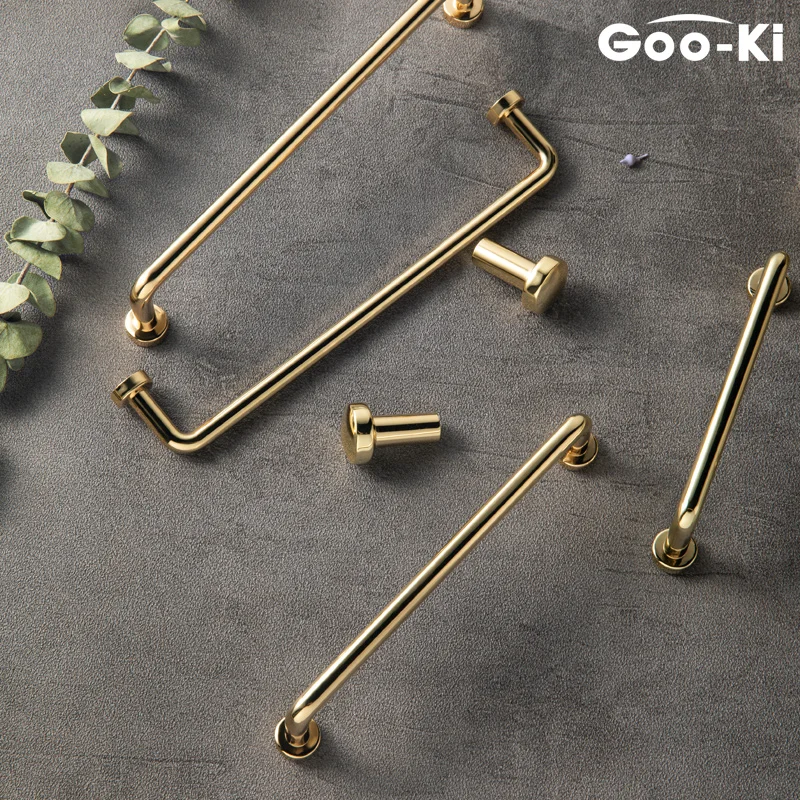 

Goo-Ki Modern Affordable Luxury Cabinet Handles Bright Gold Kitchen Cupboard Pulls Drawer Knobs for Furniture Handle Hardware