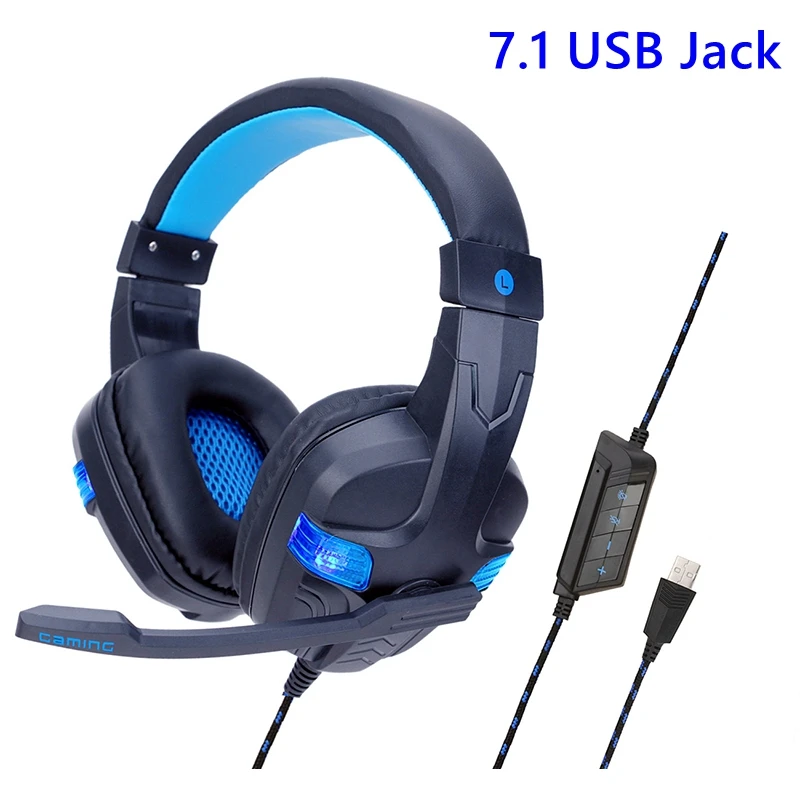 

7.1 For PS4 Xbox Computer Gaming Headset Gamer Wired Headphone With Microphone 3.5 Jack Cosque LED USB Bass Cascos For PC Phone