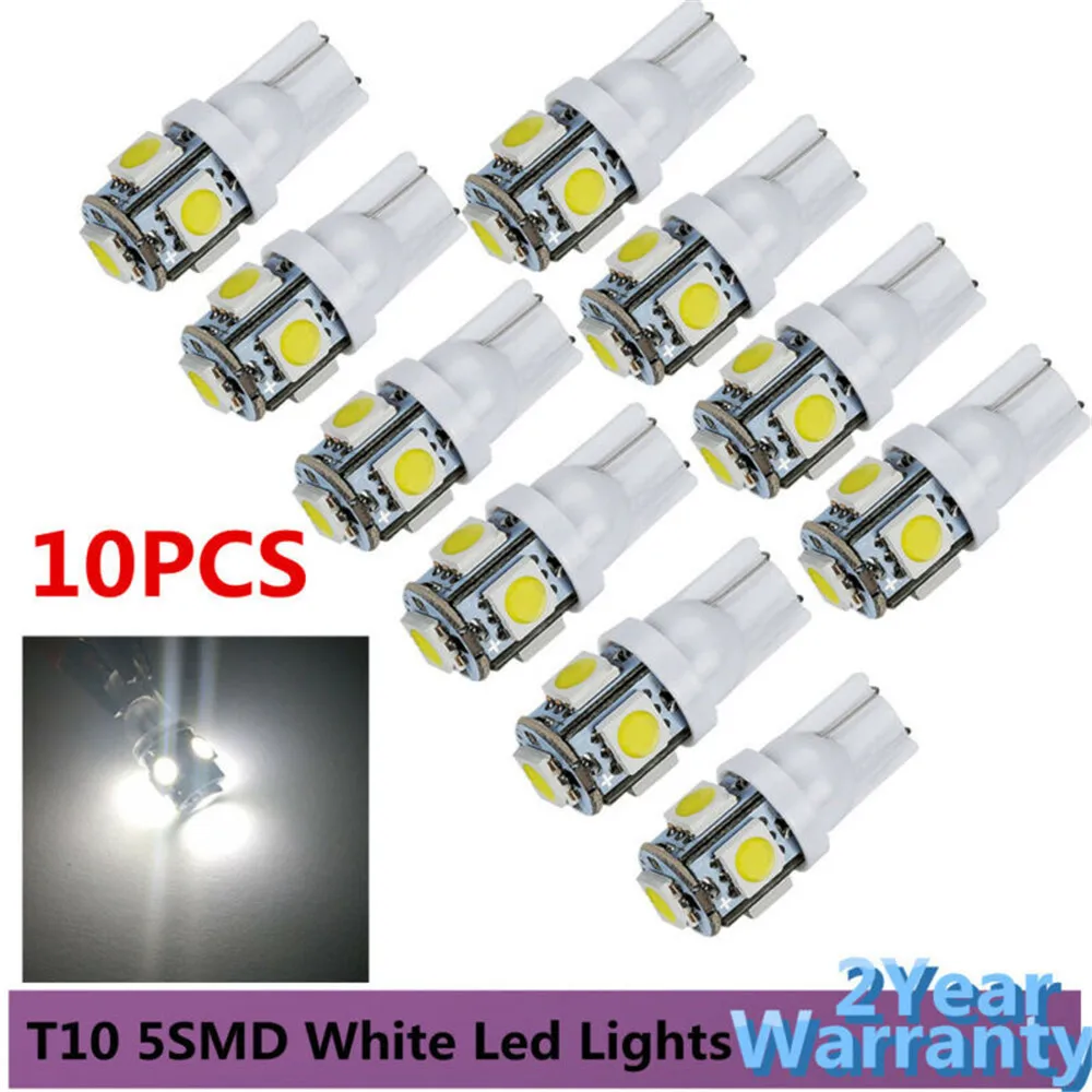 10Pcs T10 W5W 5050 5SMD Reading Dome Lamp Car LED 168 194 192 DC 12V License Plate Bulbs Marker Light Wedge Lights White blue | Автомобили