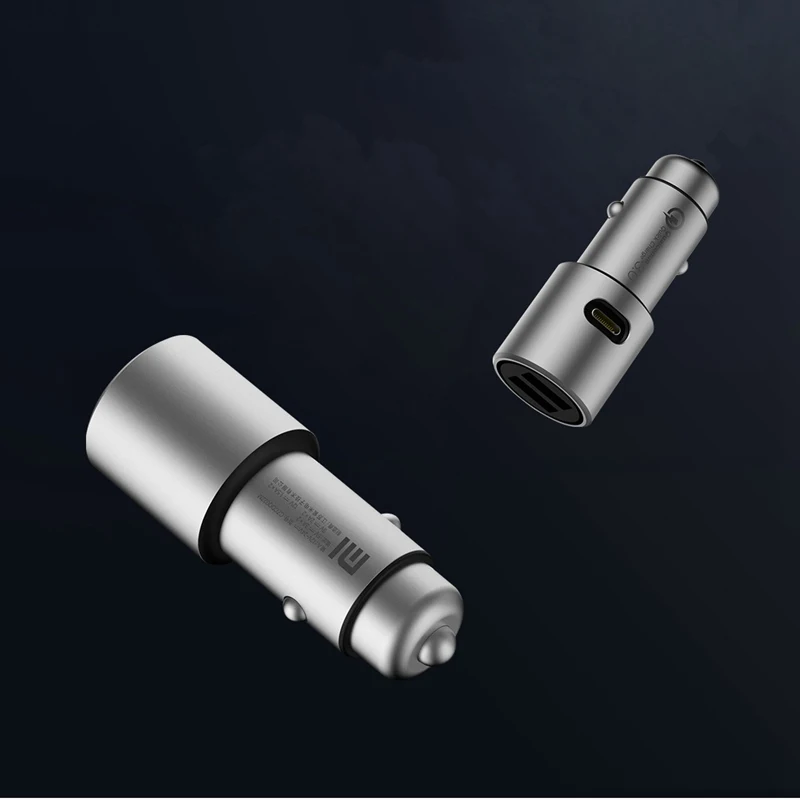 Xiaomi автомобильное зарядное устройство USB оригинальное mi автомобильное зарядное устройство QC 3,0 двойное USB быстрая зарядка Макс 5 В/3 А Металл для iPhone samsung huawei xiaomi